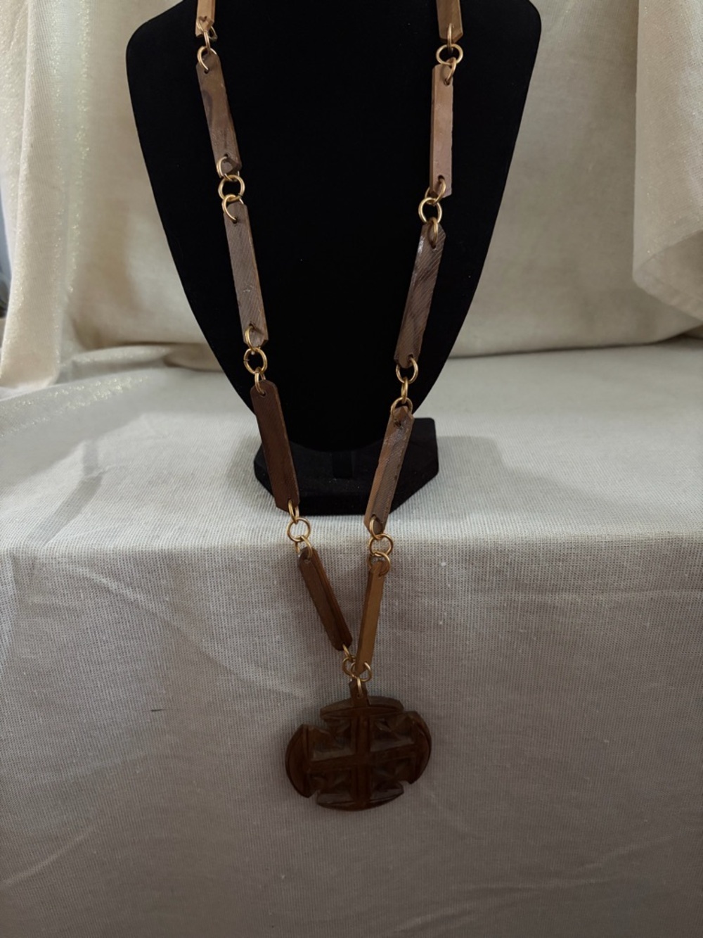 Wooden Brown Statement Pendant Necklace - Women Jewelry